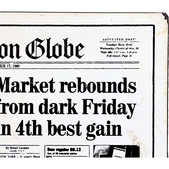Boston Globe Newspaper October 17, 1989 Commemorative Stock Market Crash Magnet - Picture 3 of 7